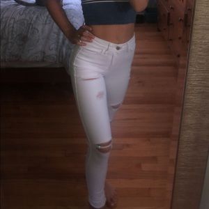 Hollister White Ripped Jeans